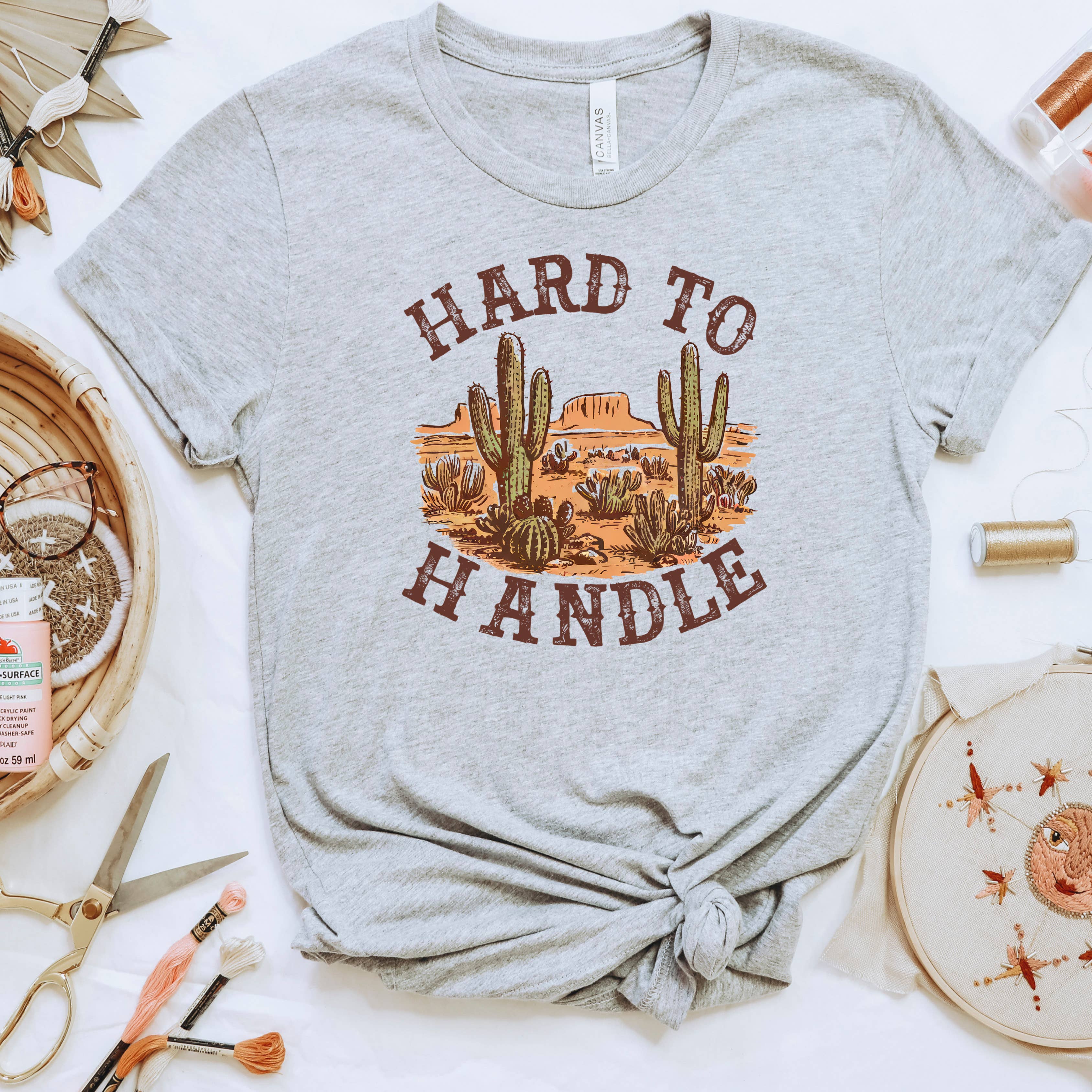 Graphic Tees Western - Hard to Handle Distressed Cactus Tee | Soft Cotton