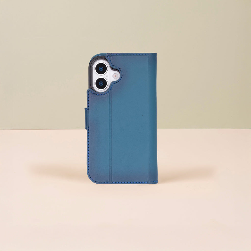 Leathere iPhone 17 Wallet Case – Blue - New York
