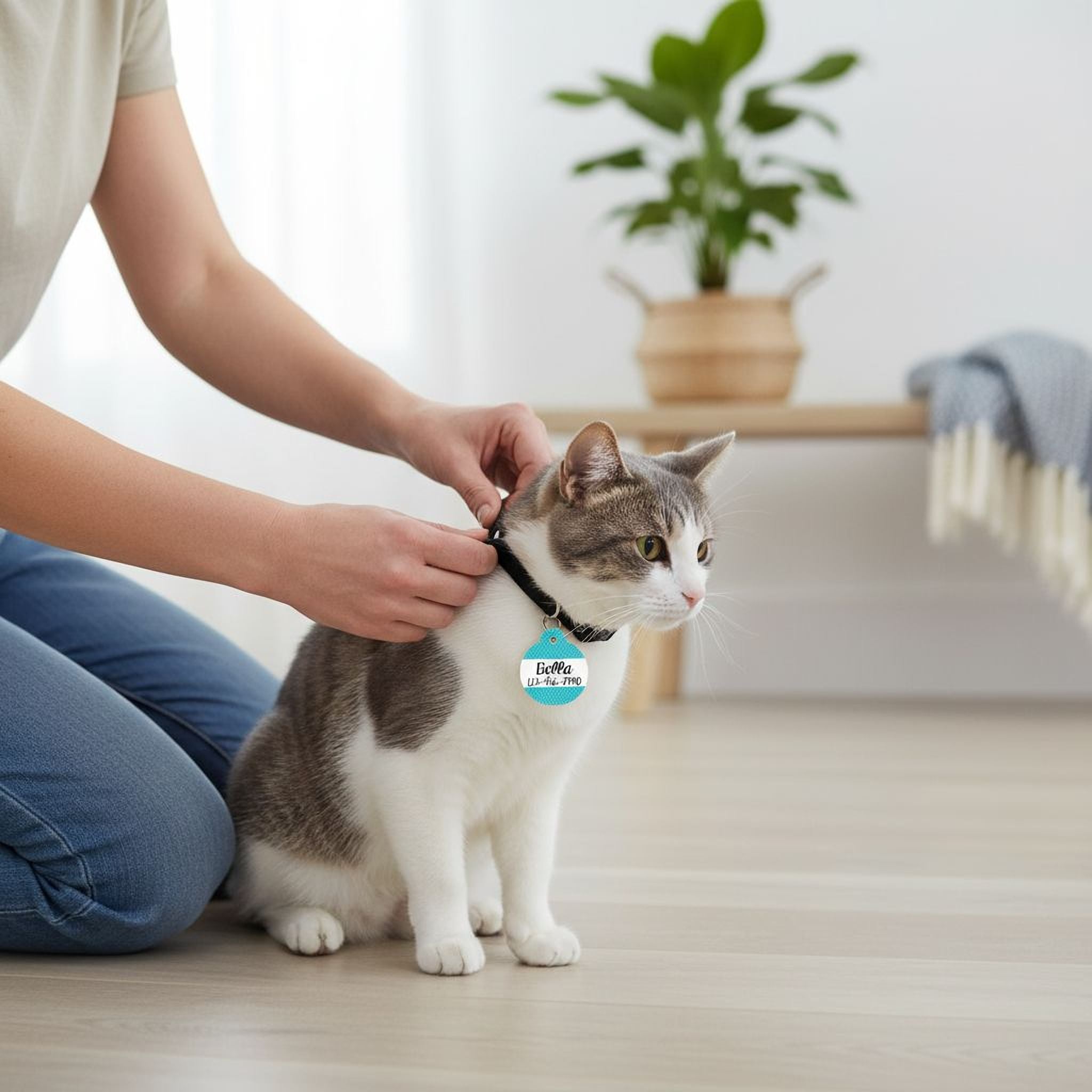 Personalized Cat ID Tag - Personalized Cat Name Tag - Custom Cat ID Tag - Chevron Name Tag - Cat ID Tag - Cat Collar Name Tag - Turquoise