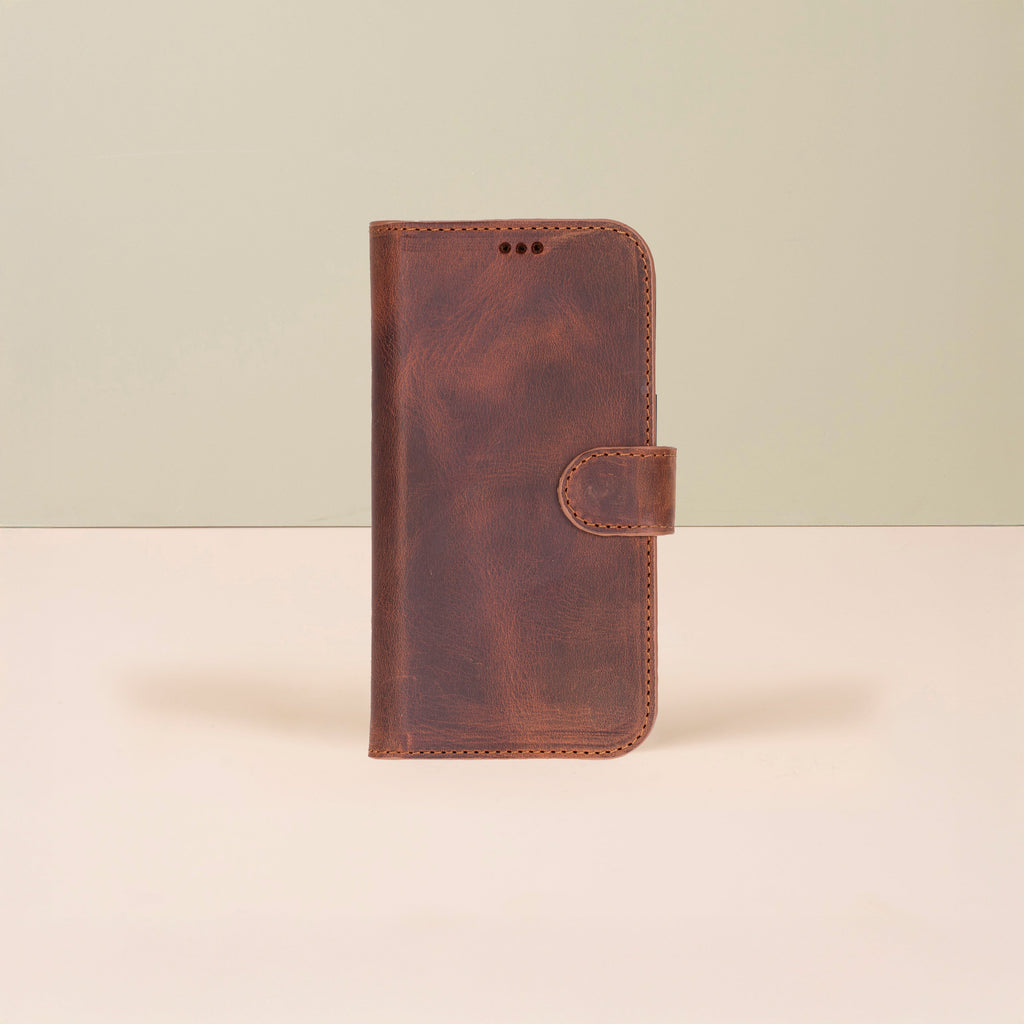 Leathere iPhone 17 Wallet Case – Brown - New York