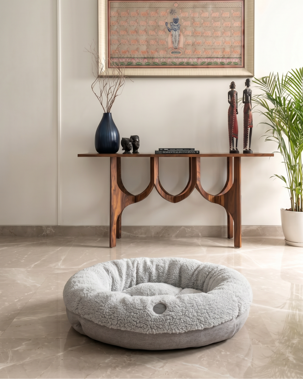 Chester & Lee | Furry Gray Donut Dog Bed