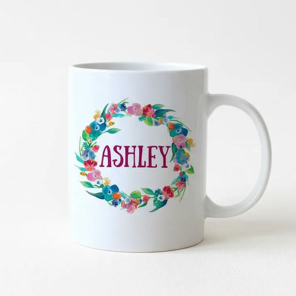 Floral Watercolor Mug - Personalized Gift for Bridesmaids