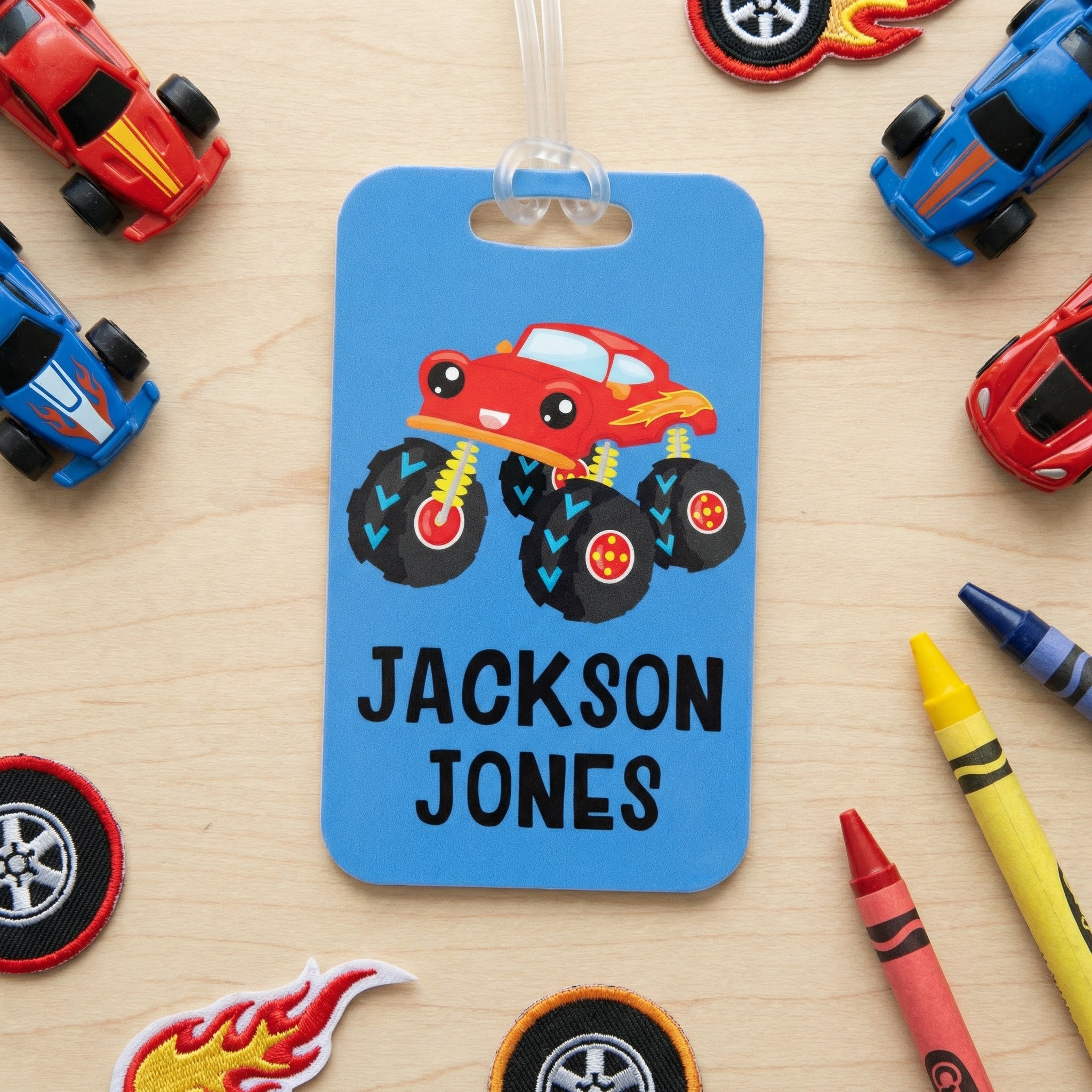 Boys Backpack Name Tag, Monster Truck School Bag Tag, Boy Back to School Gift