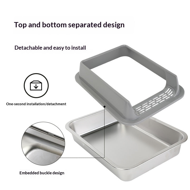 Large-capacity High-sided Semi-enclosed Cat Litter Box