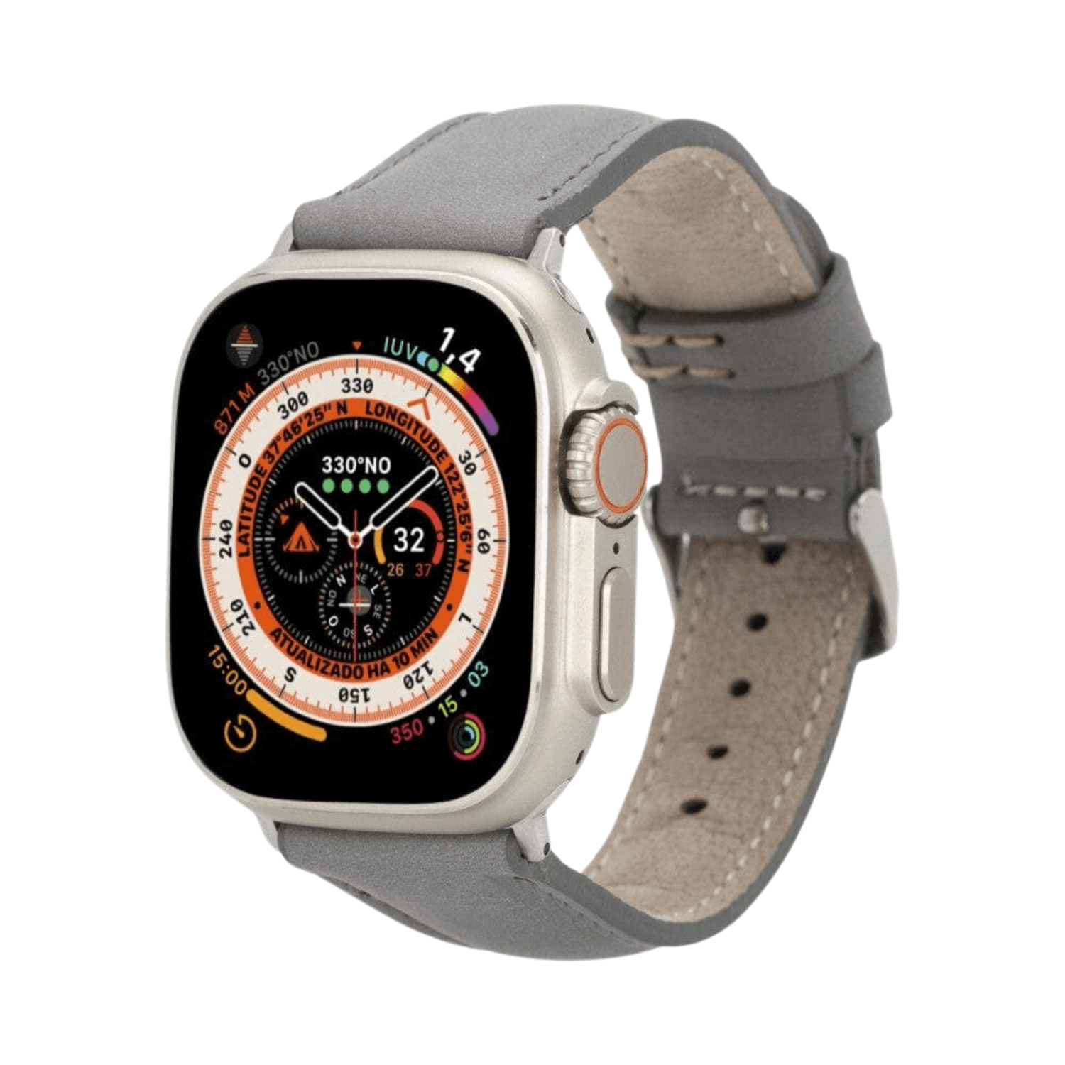 Apple Watch Grey Leather Strap - Boston