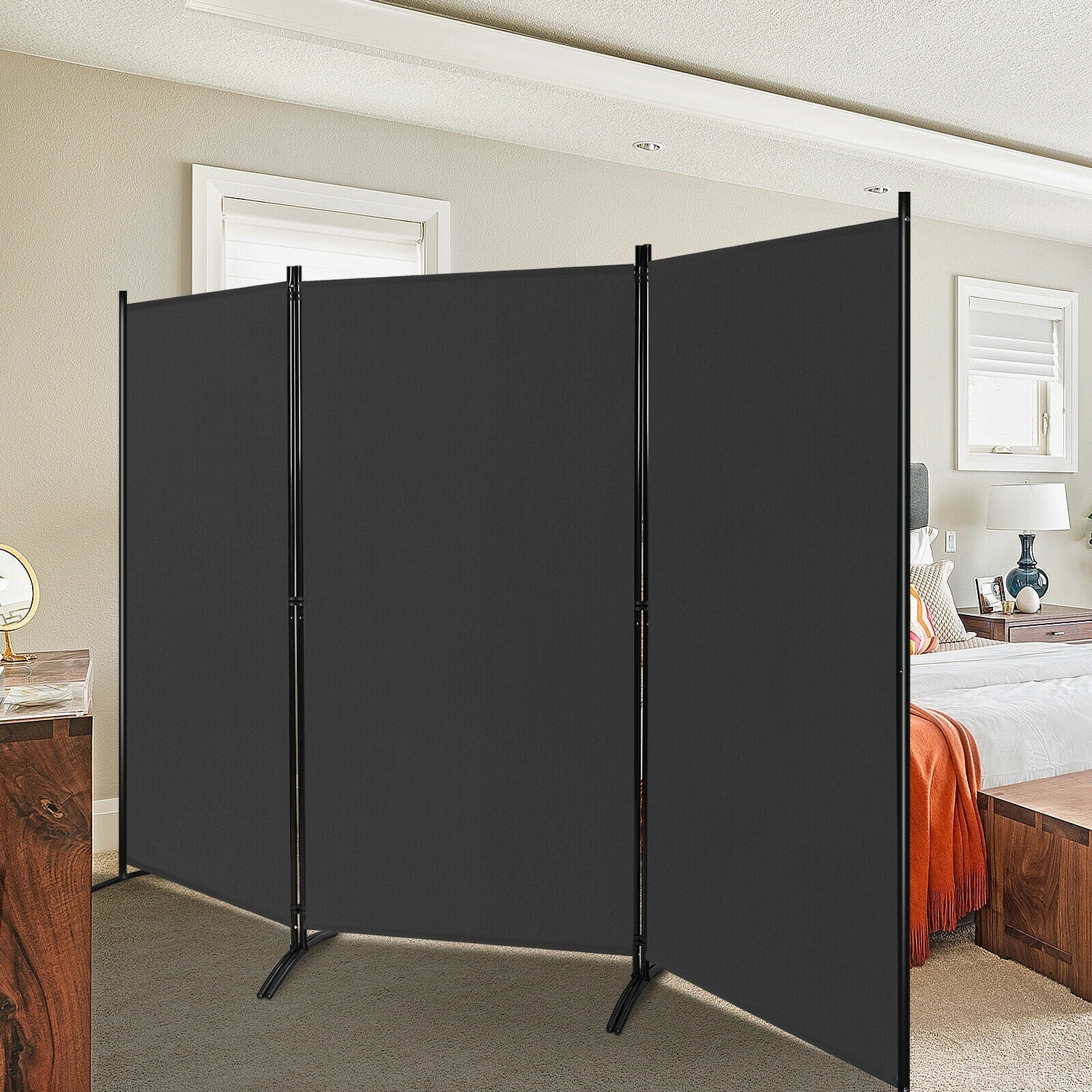 6 Feet 3 Panel Room Divider with Durable Hinges Steel Base