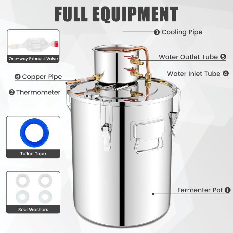 10 Gal 40 L Water Alcohol Distiller with 2 Stainless Steel Pots