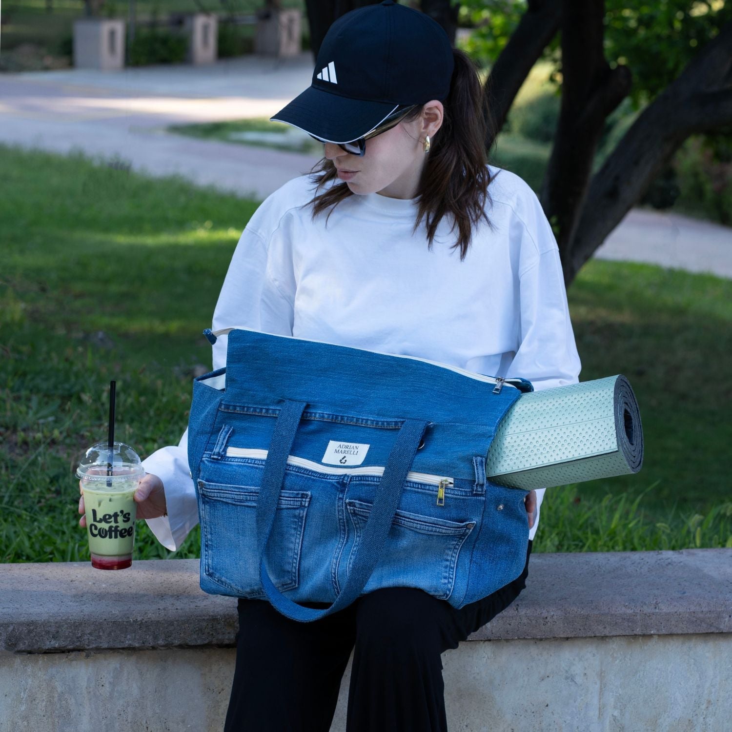 Upcycled Denim Sports Tote - Blue
