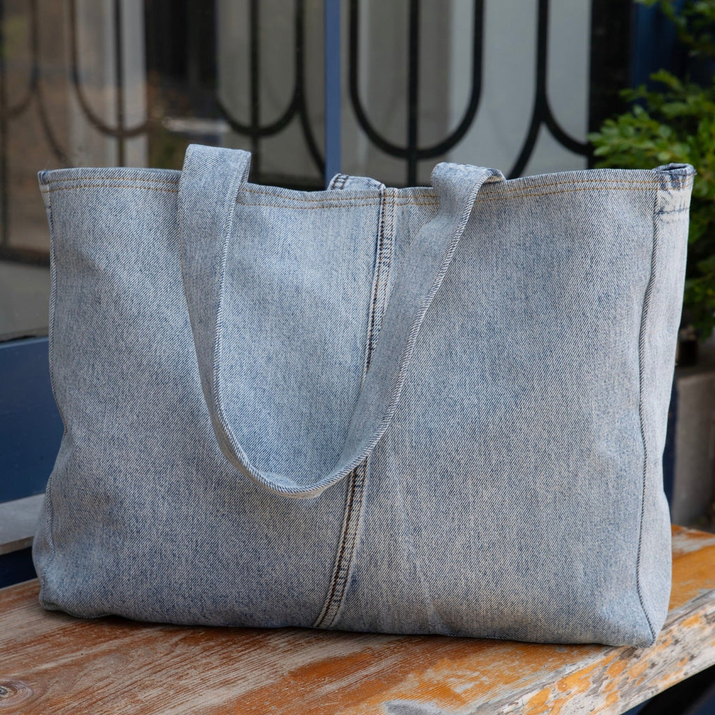 Brooklyn Heritage Tote / Recycled Denim Snow White
