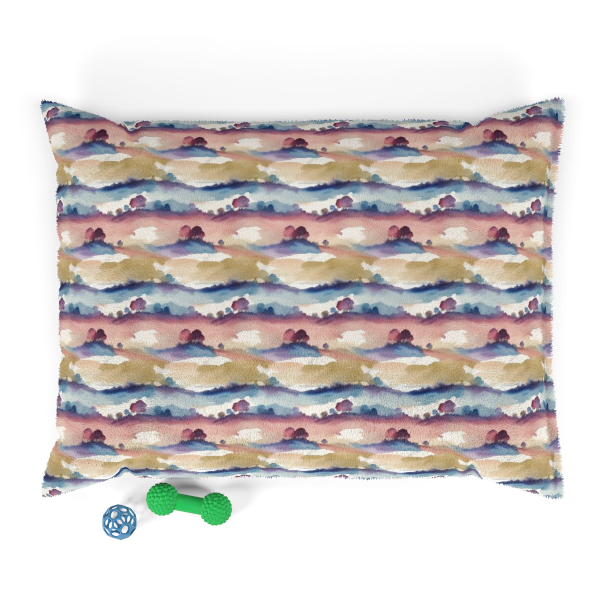 Watercolor Horizon Stripes in Dusk and Seafoam - Pet Bed Pet Zen
