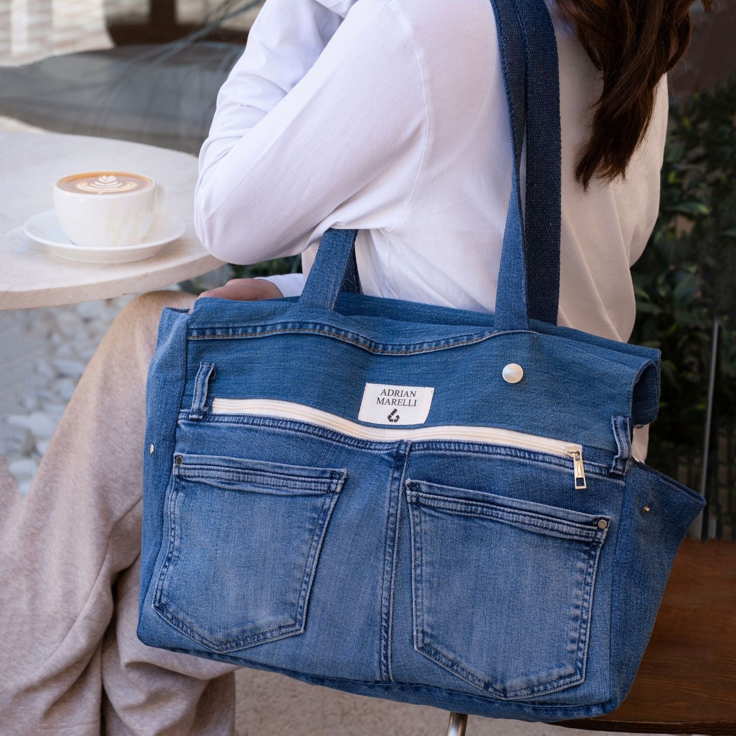 Upcycled Denim Sports Tote - Blue