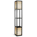 Modern Shelf Freestanding Floor Lamp with Double Lamp Pull Chain and Foot Switch