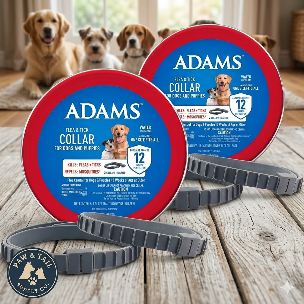 Adams Flea & Tick Collar for Dogs & Puppies Flea Collar Protection 4 Count