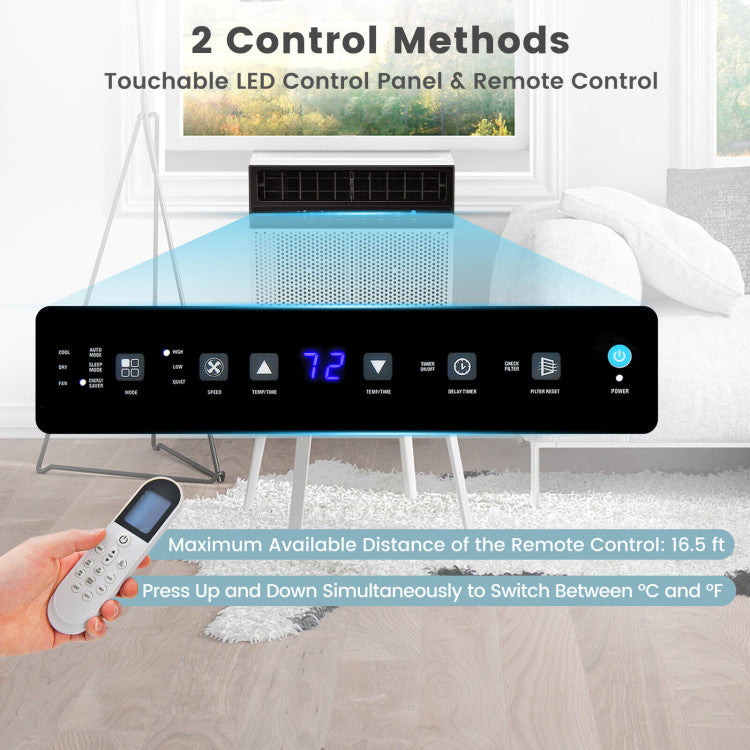 Window Air Conditione with Handy Remote and LED Control Panel