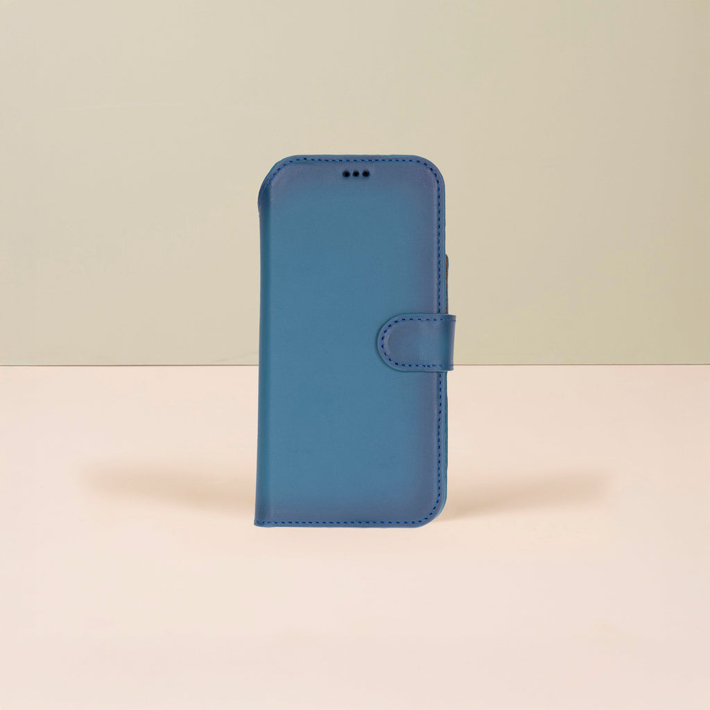 Leather iPhone 18 Pro Wallet Case – Blue - Austin