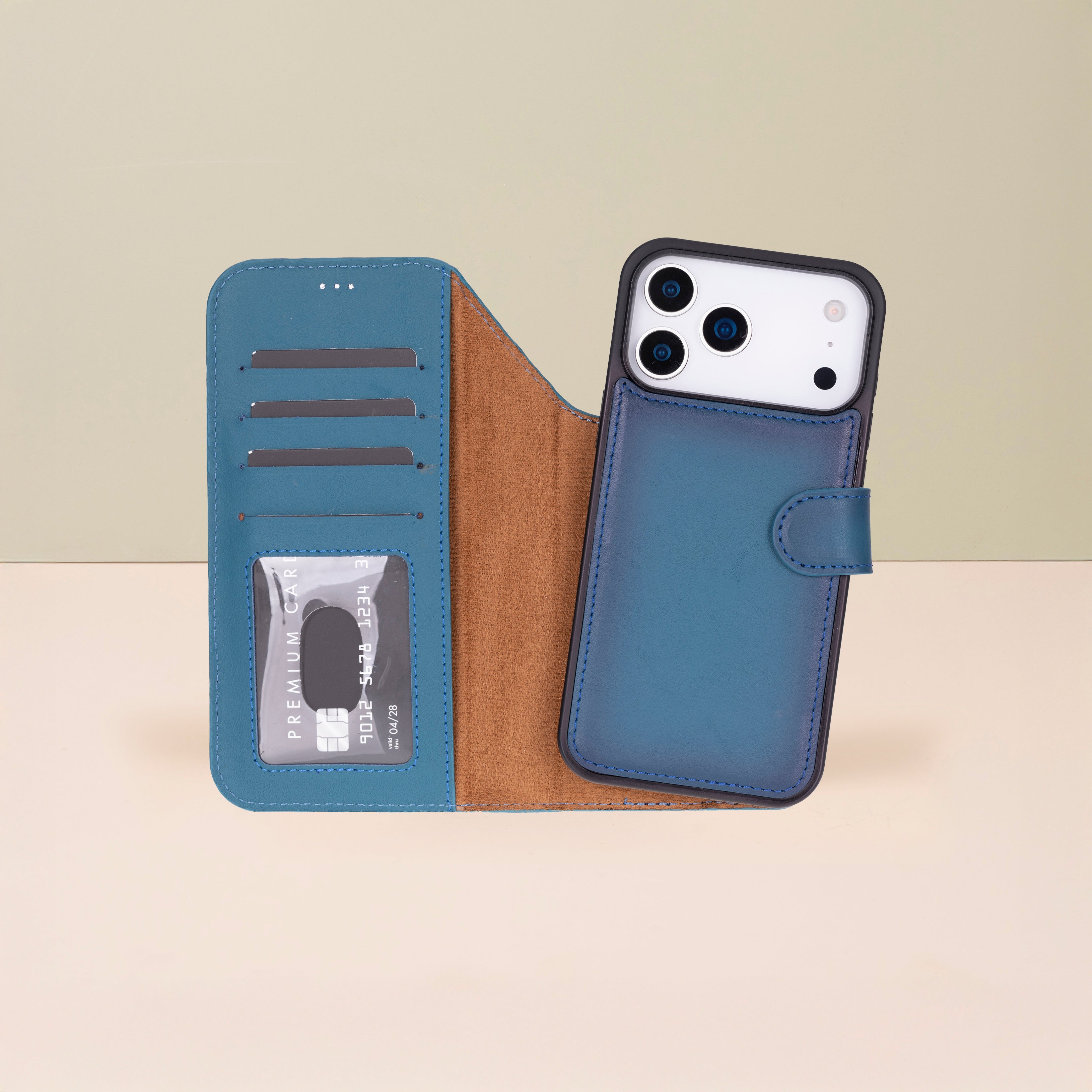 Leather iPhone 18 Pro Wallet Case – Blue - Austin