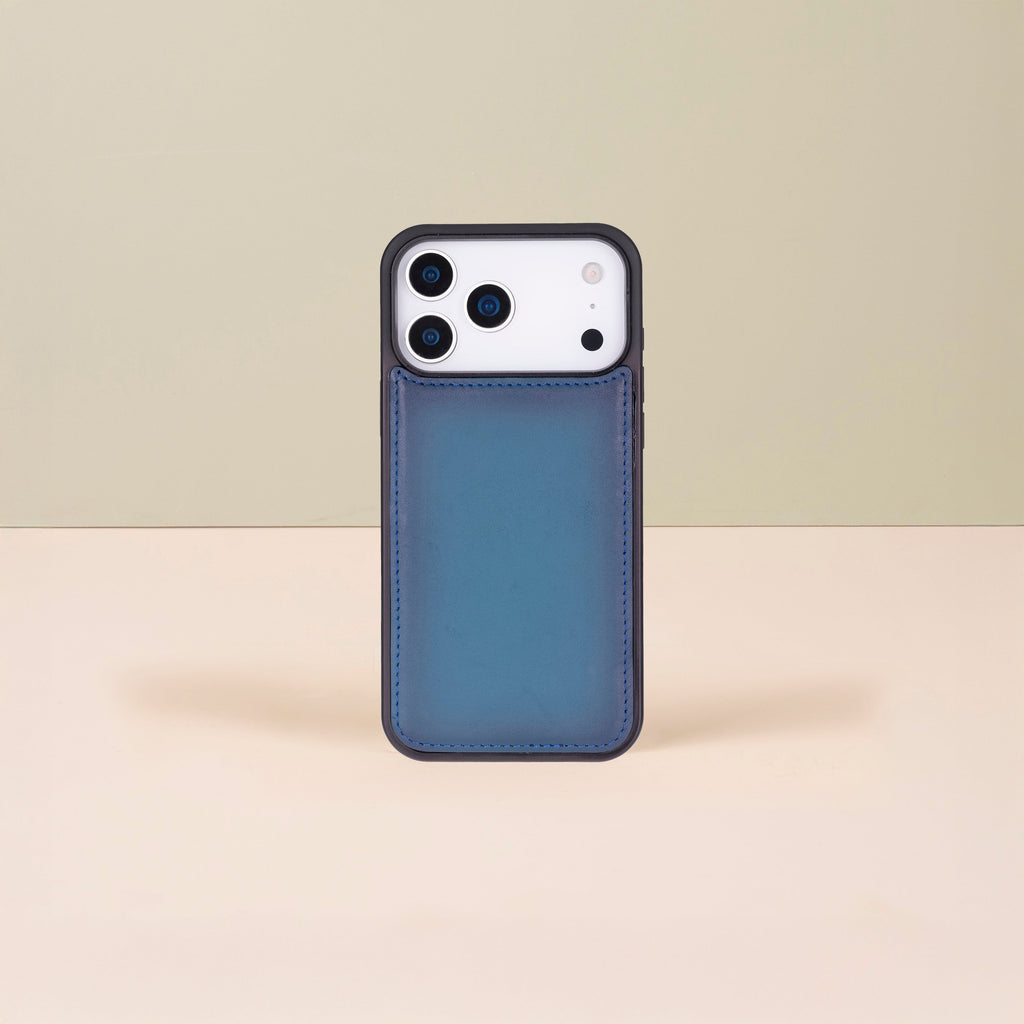 Leather iPhone 18 Pro Wallet Case – Blue - Austin