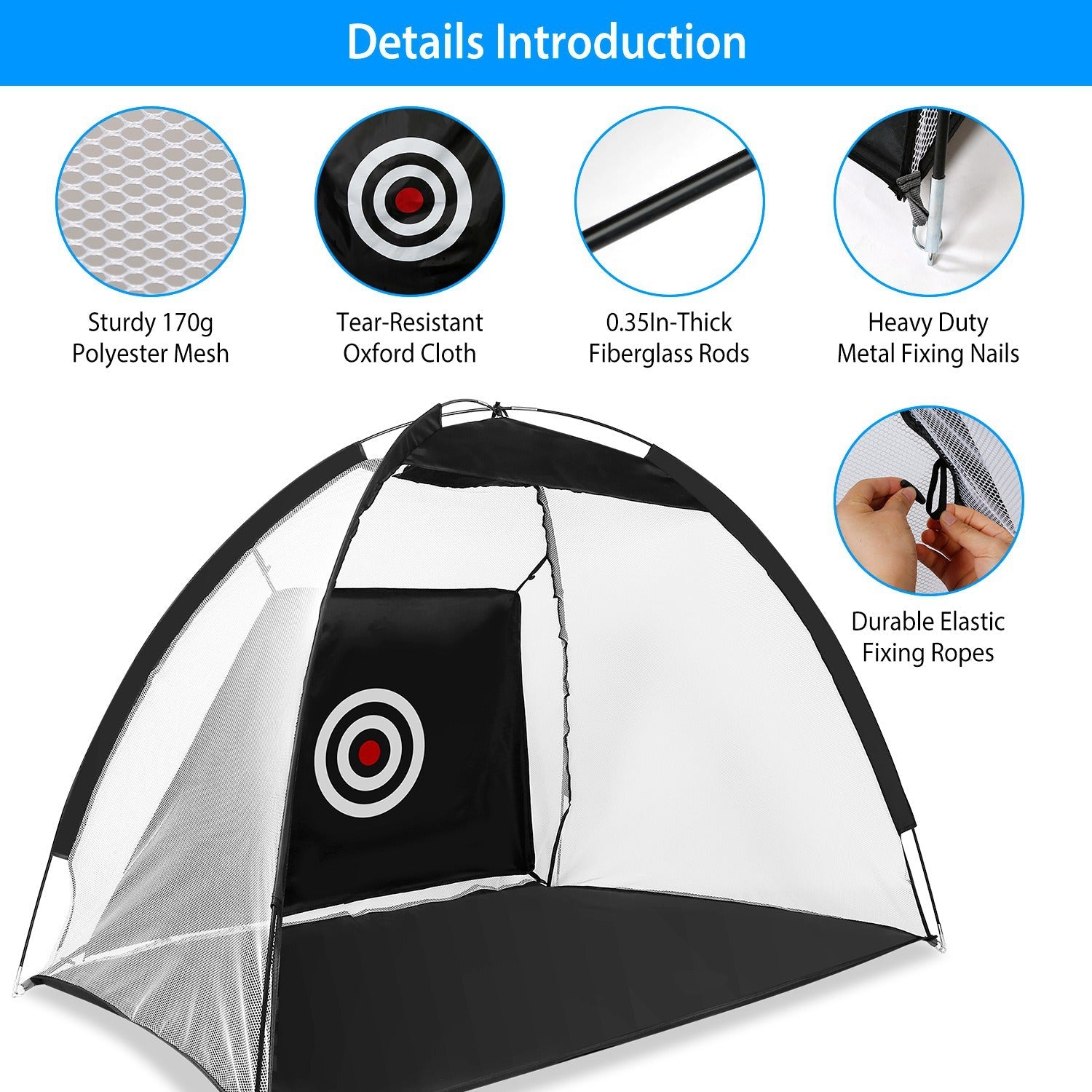 Golf Training Net with Target Cloth & Carry Bag – Indoor/Outdoor Practice