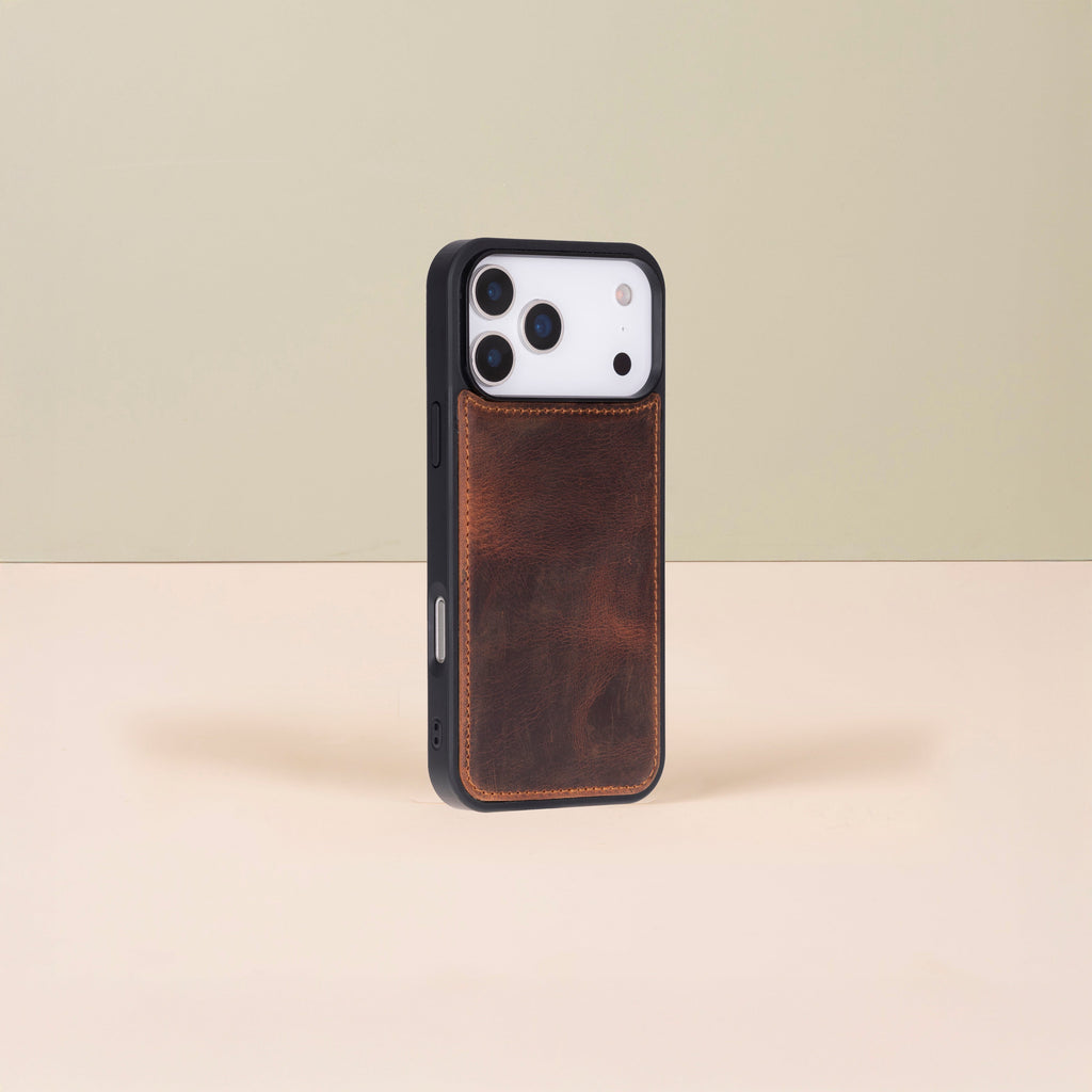 Leather iPhone 18 Pro Wallet Case – Brown - Austin