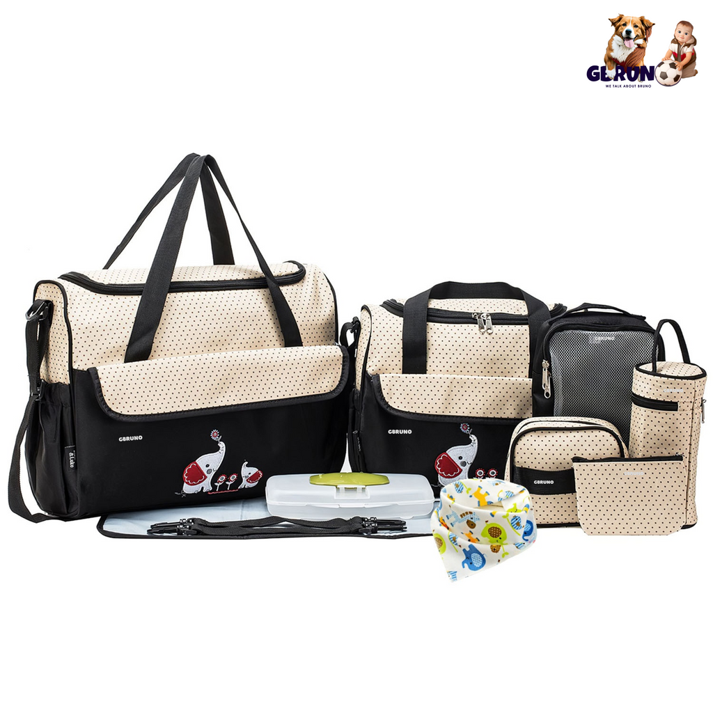 11Pcs Baby Nappy Diaper Bags Set for Mom Dad Mummy Shoulder Bags Multifunctional Diaper Handbags with Food Bag Bottle Bag Diaper Pad Burp Cloth 2 Hook