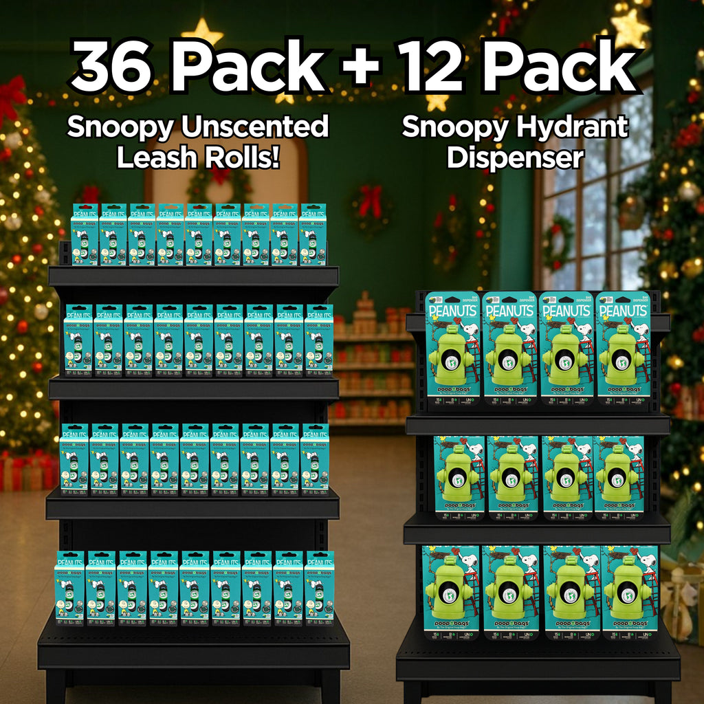 Wholesale Stocking Stuffer Snoopy 4-Roll Leash Roll Bundle + 12 Snoopy Hydrant Dispensers