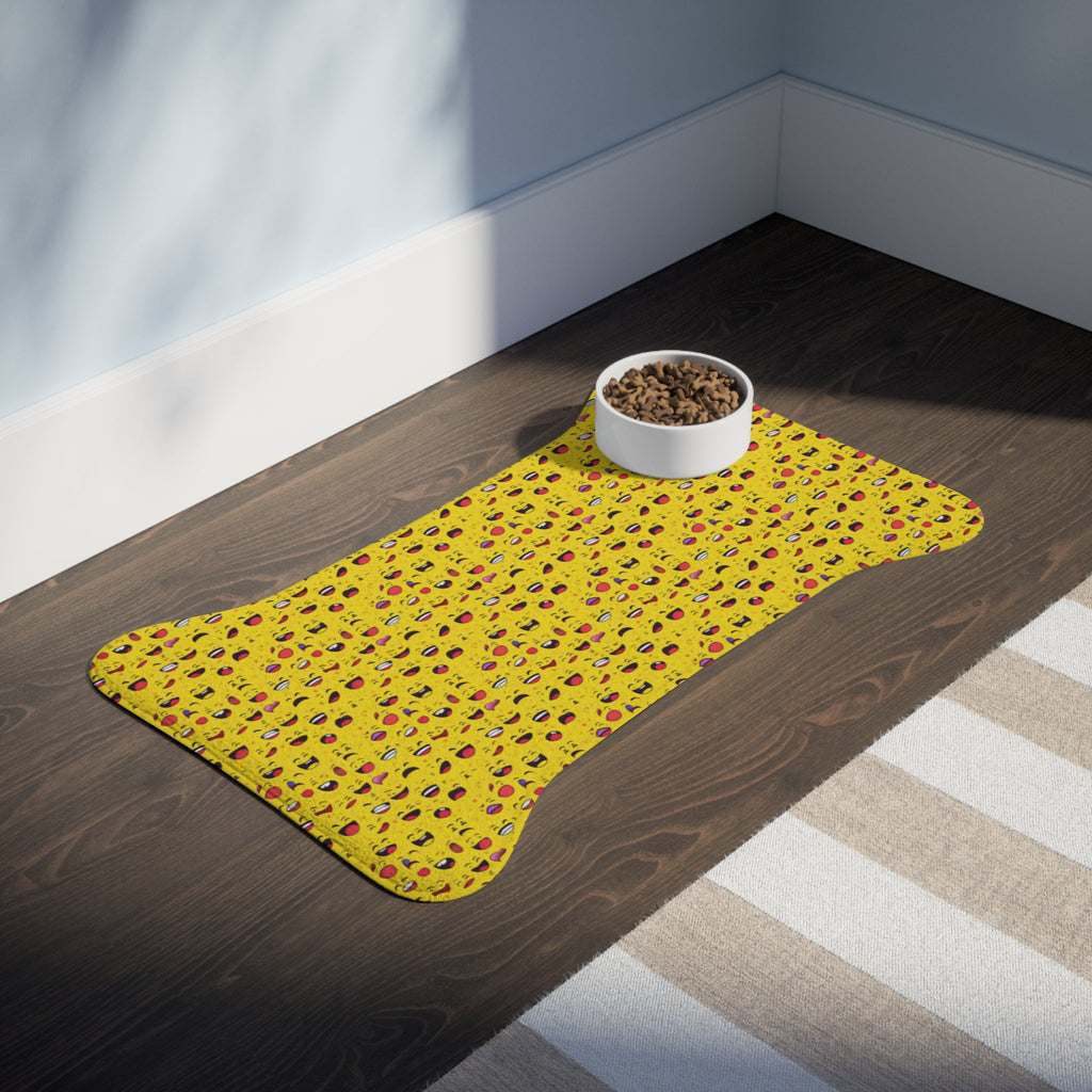 Endless Grins: A Sea of Laughing Faces - Pet Feeding Mat Pet Ze