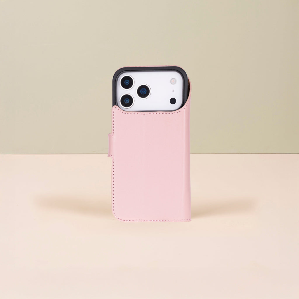 Leather iPhone 17 Pro  Wallet Case – Pink - Austin