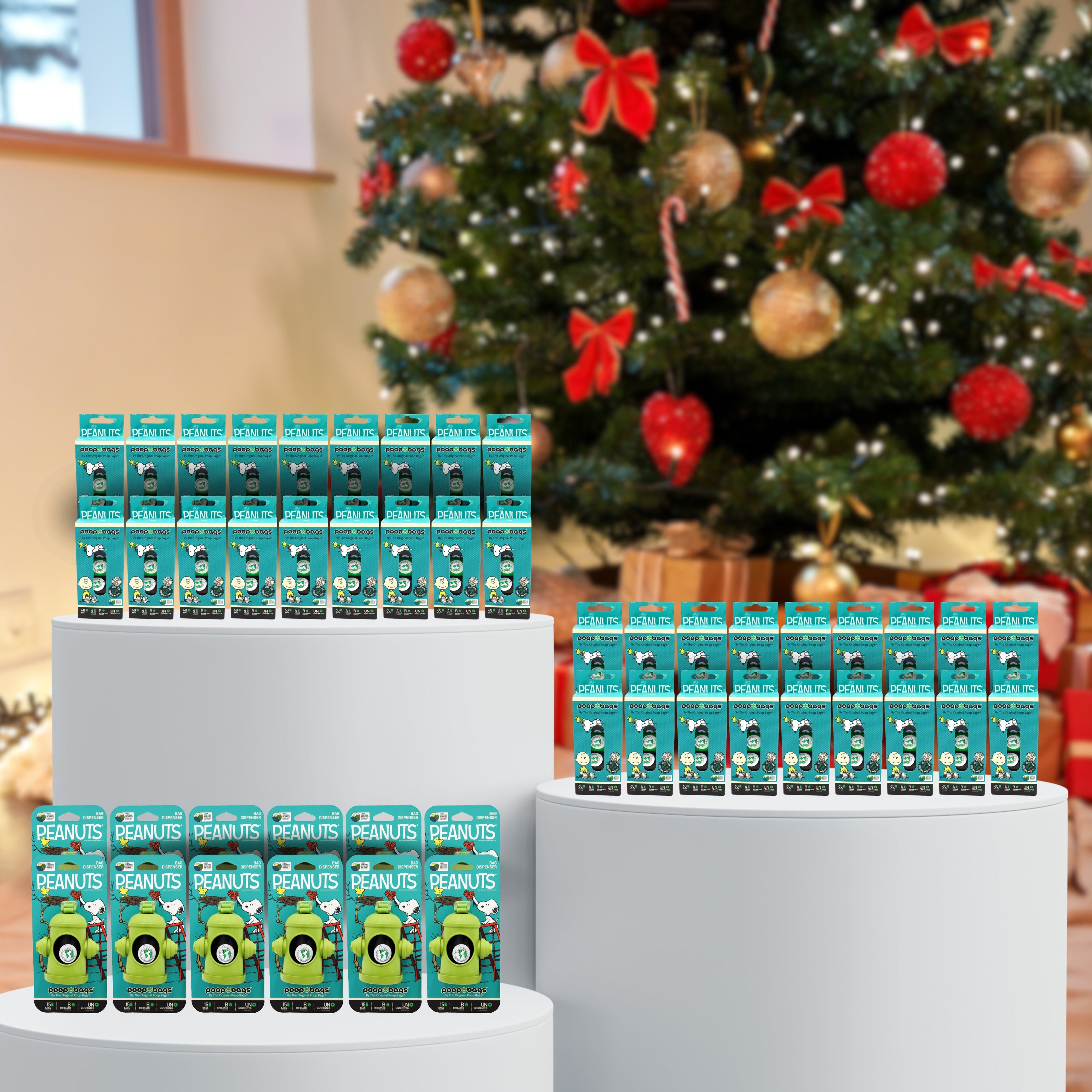 Wholesale Stocking Stuffer Snoopy 4-Roll Leash Roll Bundle + 12 Snoopy Hydrant Dispensers