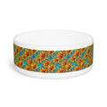 Sunflower Kaleidoscope on Turquoise Waves - Pet Bowl