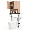Over The Toilet Storage Cabinet with 2 Doors and Adjustable Shelf