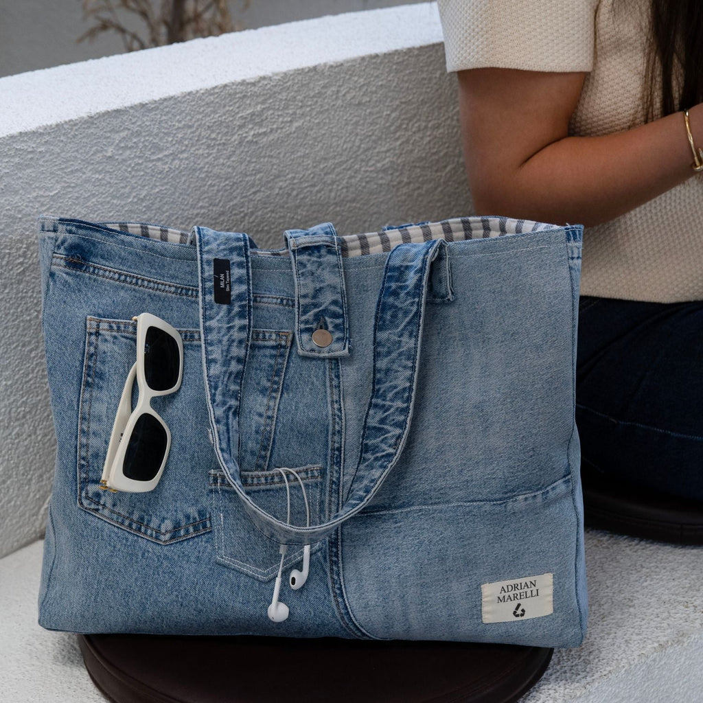 Brooklyn Heritage Tote / Recycled Denim White