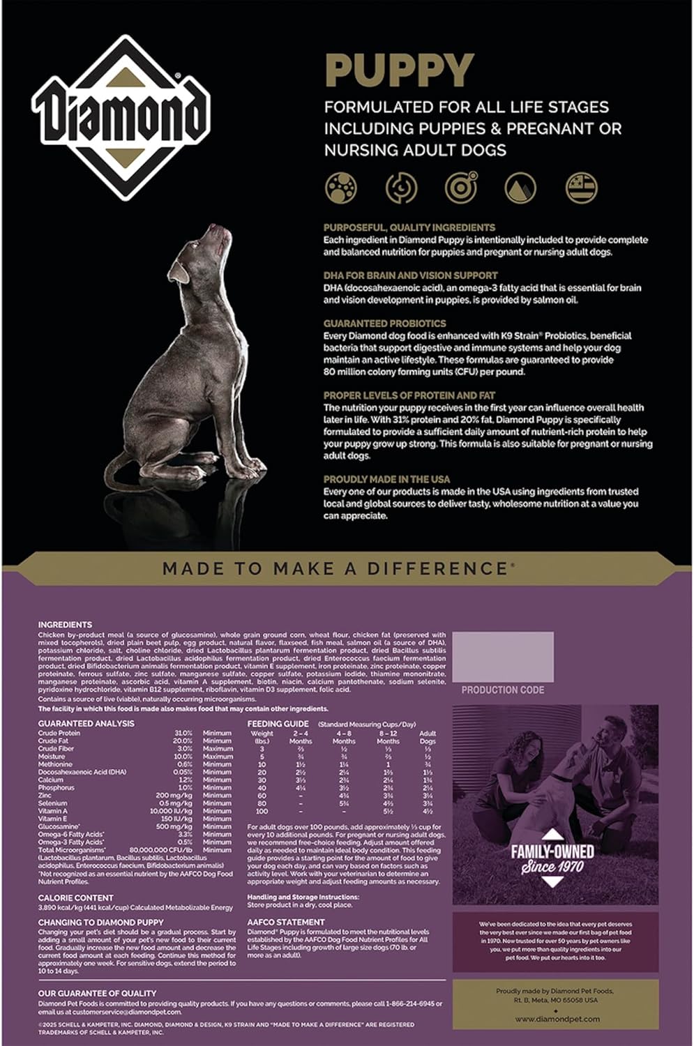 Diamond Puppy Formula All Life Stages 31/20 Suitable Nursing Adult Dog Food 6lb