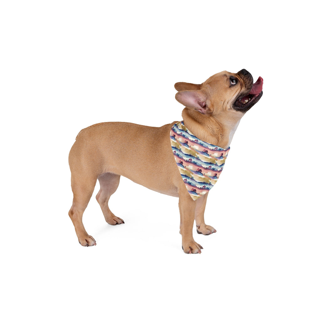 Watercolor Horizon Stripes in Dusk and Seafoam - Pet Bandana Pet Zen