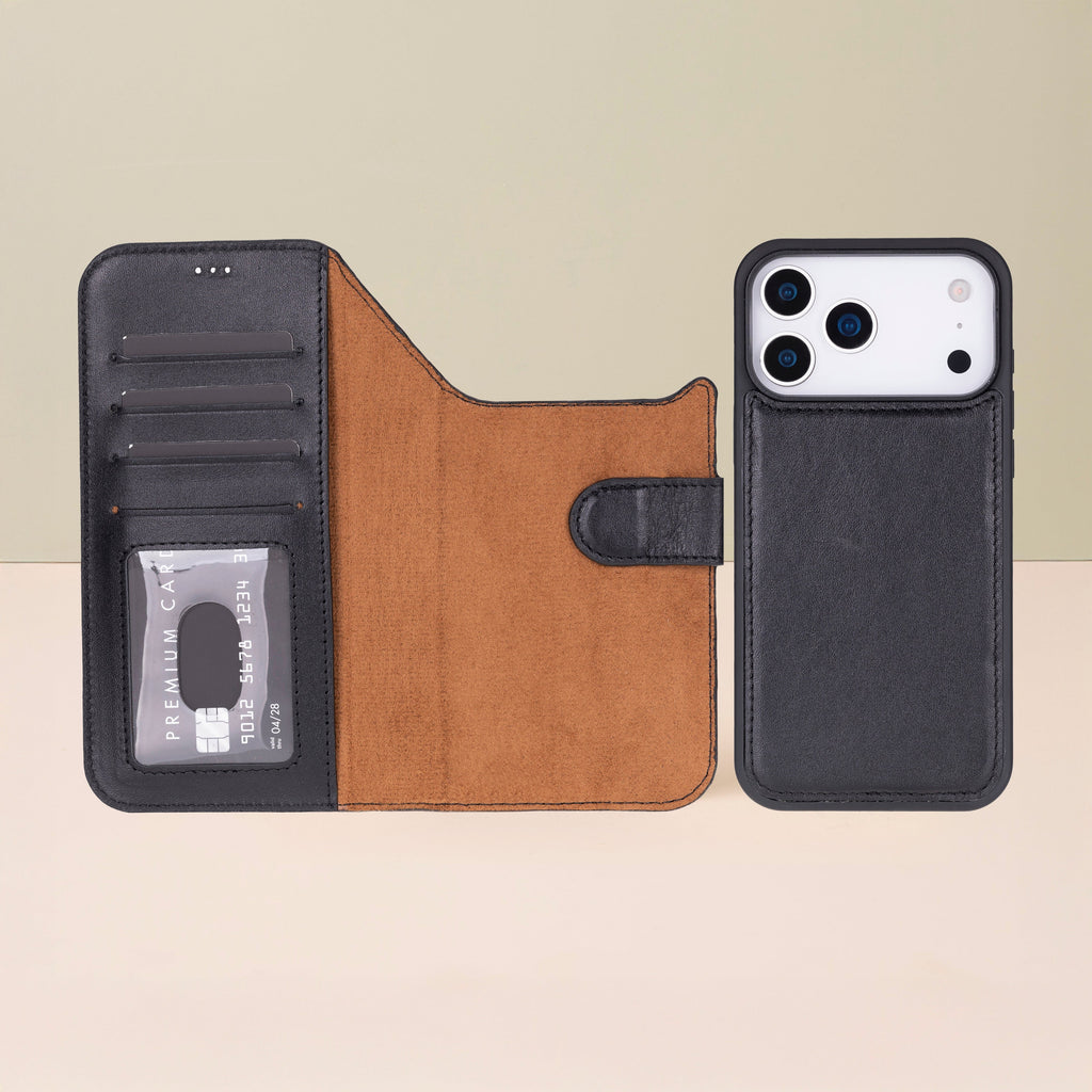 Leather iPhone 18 Pro Wallet Case – Black - Austin