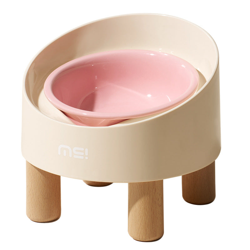 Cat Ceramic Food Basin High Foot Oblique Mouth Neck Protection Bowl Anti-tumble