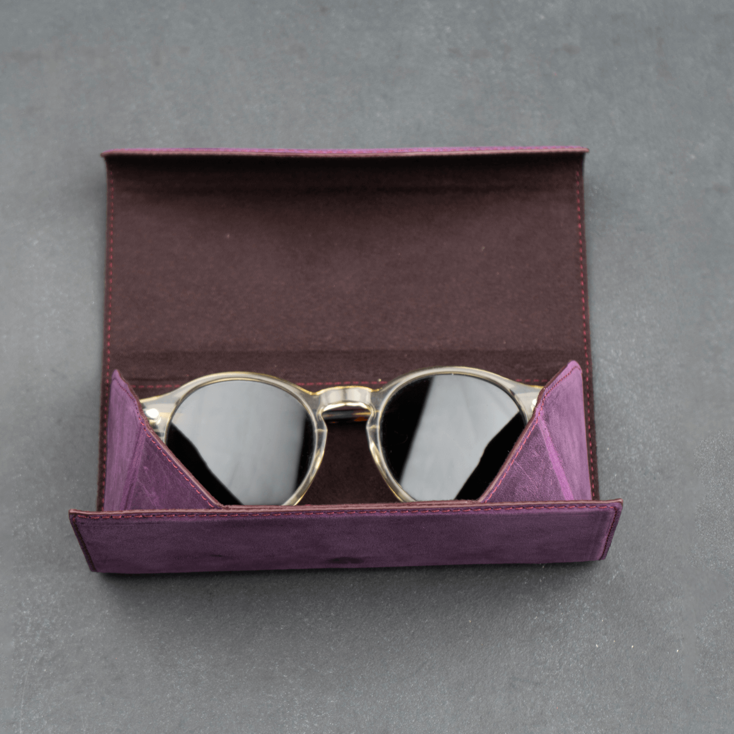 Luxury Leather Sunglasses Case - Purple - Louisville