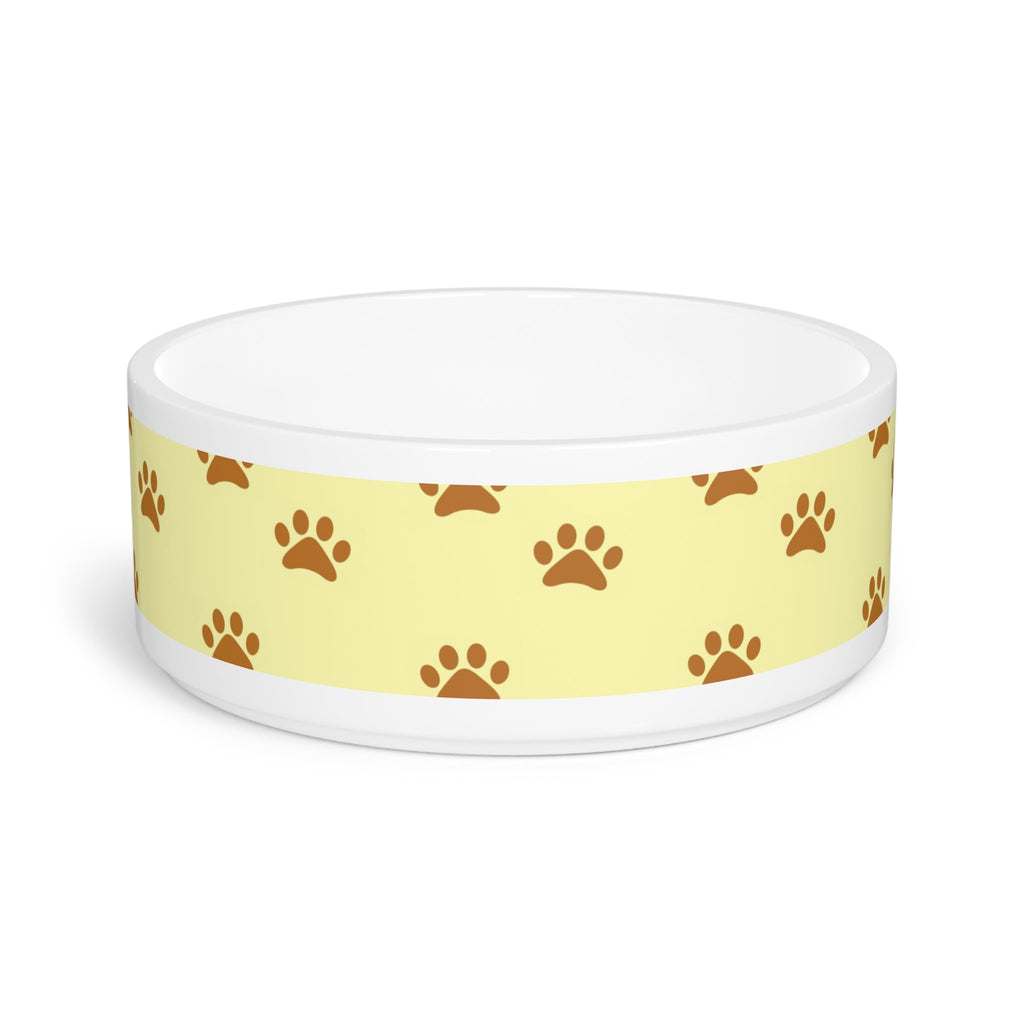 Golden Pawprints on Buttercream Sky - Pet Bowl
