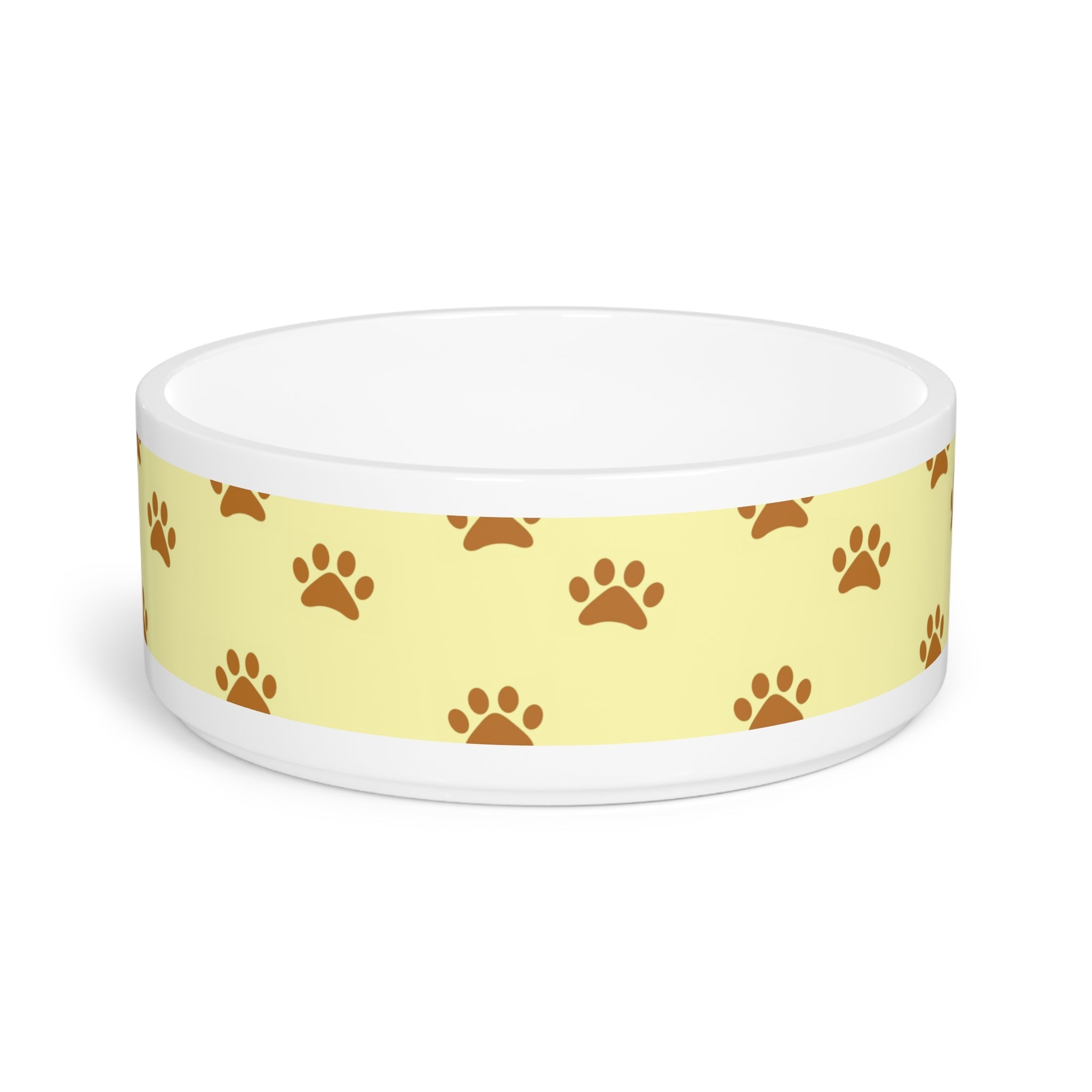 Golden Pawprints on Buttercream Sky - Pet Bowl