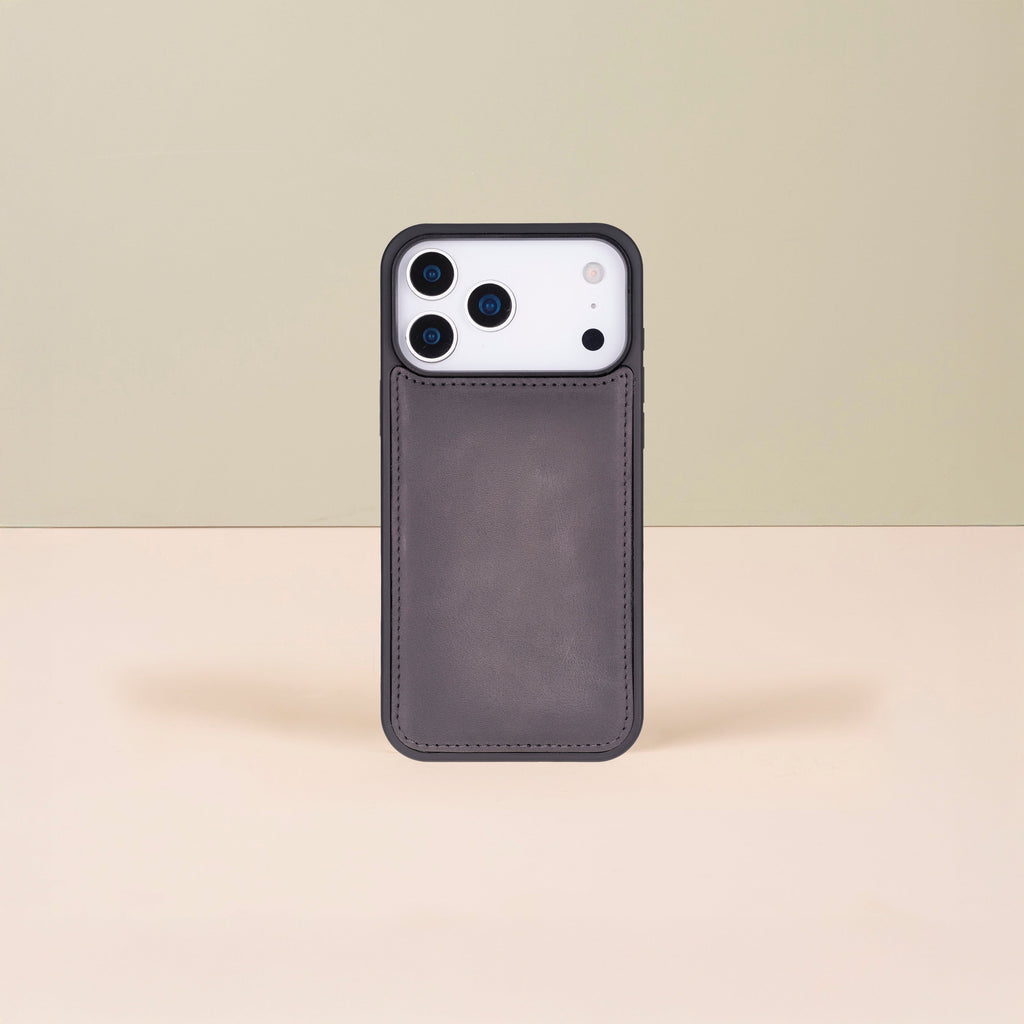 Leather iPhone 18 Pro Max Wallet Case – Gray - Austin