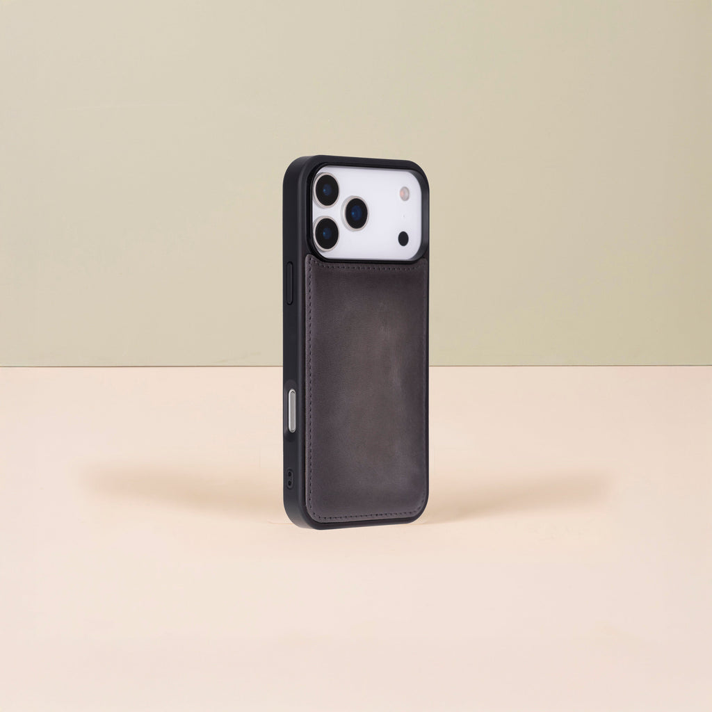 Leather iPhone 17 Pro Max Wallet Case – Gray - Austin
