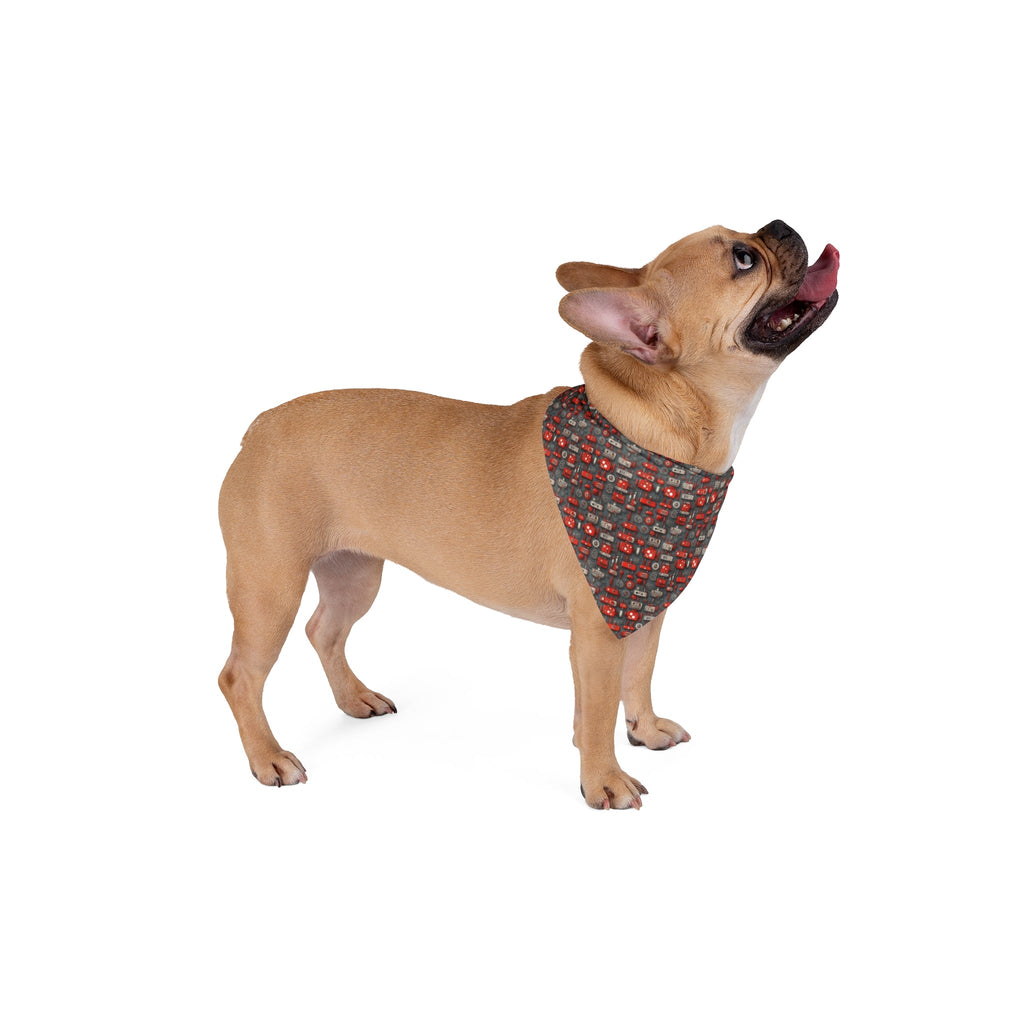 Crimson Cogs and Circuitry Pattern - Pet Bandana Pet Zen