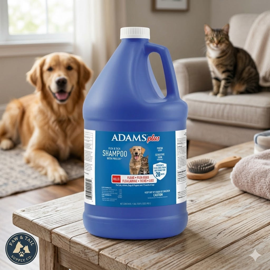 Adams Plus Flea and Tick Shampoo with Precor for Cats and Dogs Gallon