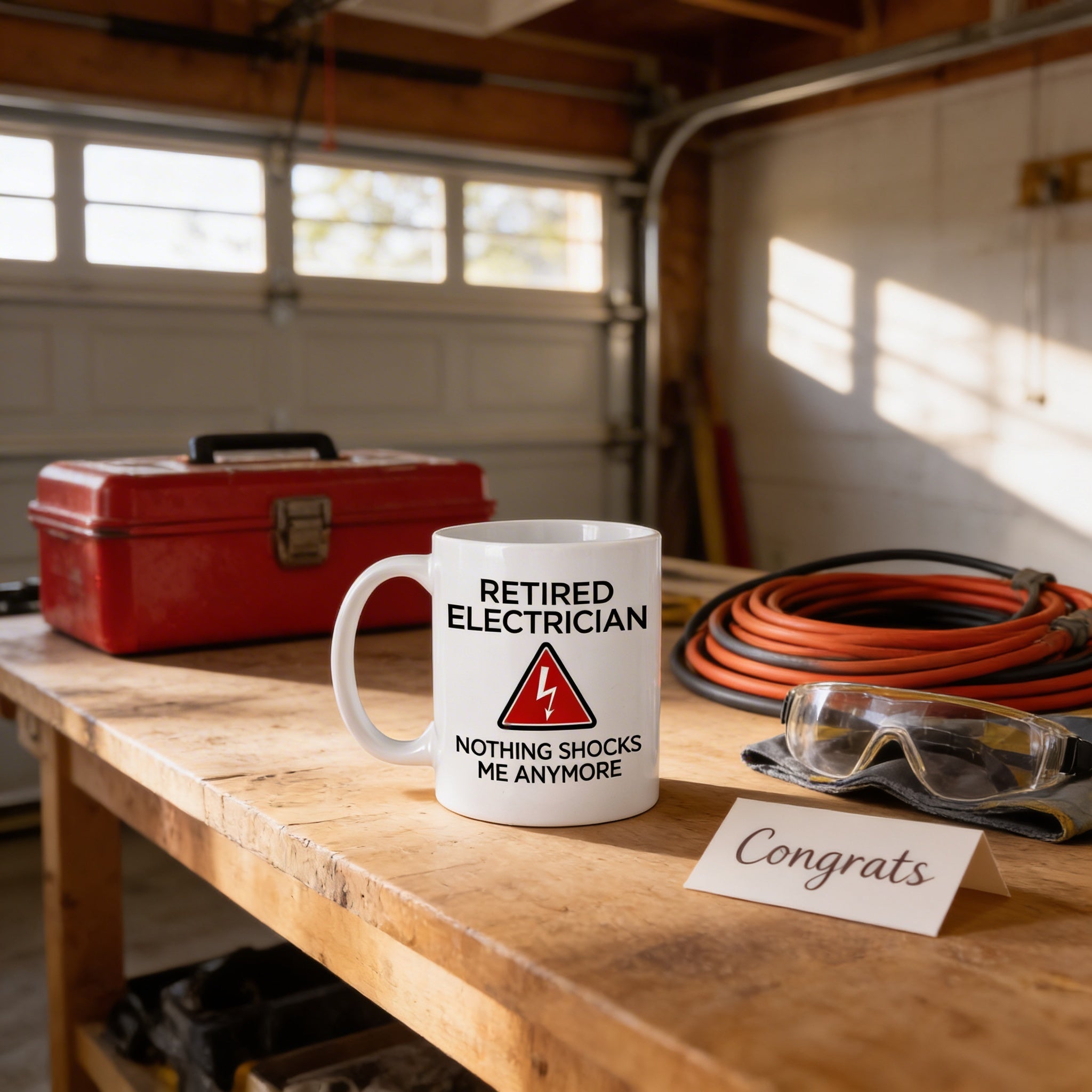 Retired Electrician Mug - Funny Ceramic Coffee Cup for Retirement Party Gift