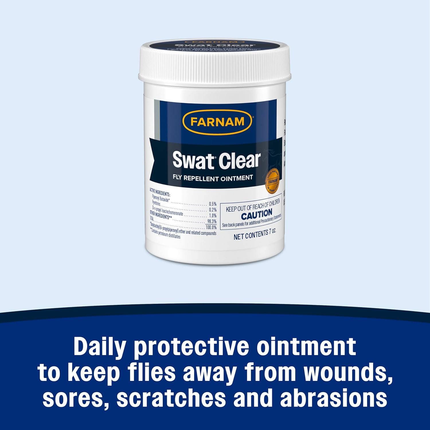 Farnam Swat Clear Fly Repellent Ointment 7 oz. Horses Dogs Wounds Ears Protection