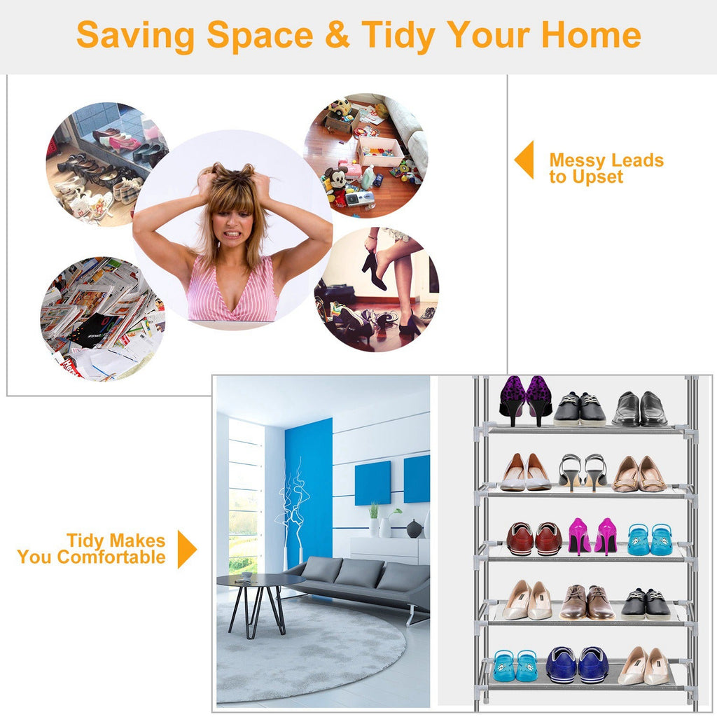 10-Tier Shoe Organizer Rack for Entryways & Closets
