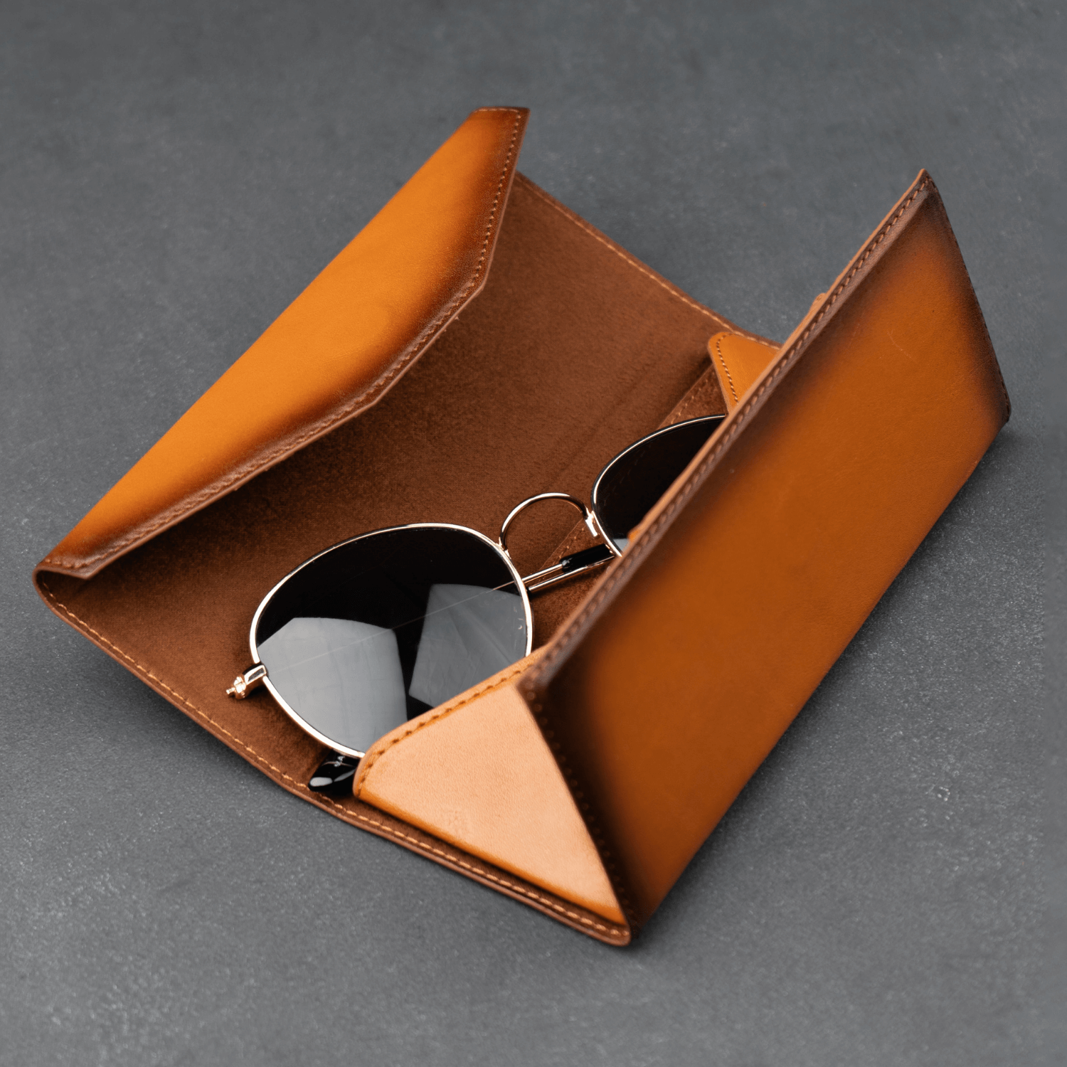 Luxury Leather Sunglasses Case - Rustic Brown - Louisville