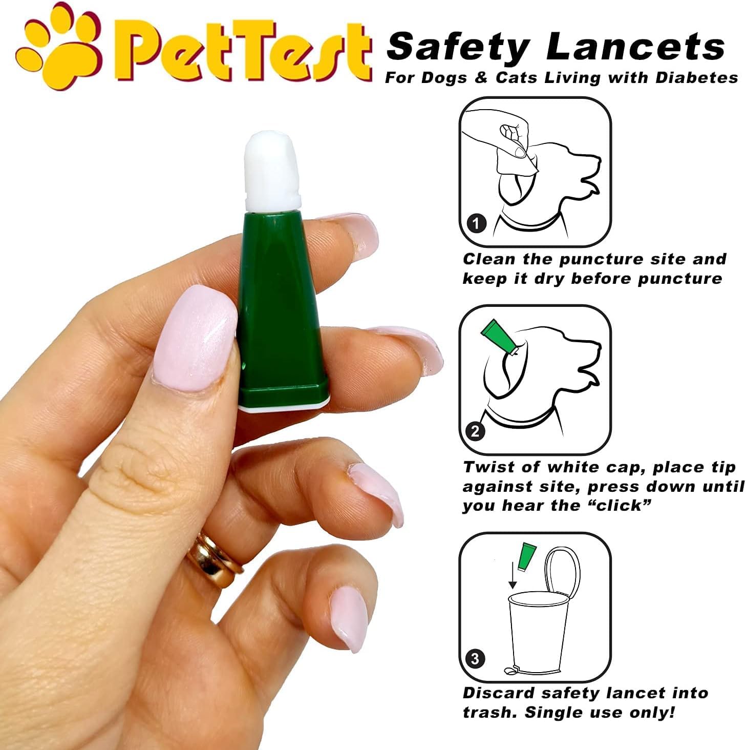 Advocate PetTest Safety Lancets 21 Gauge Box of 100