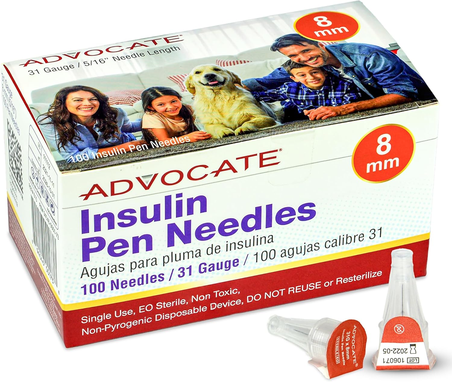 Advocate Insulin Pen Needles 8mm 31 Gauge Box of 100 Needles