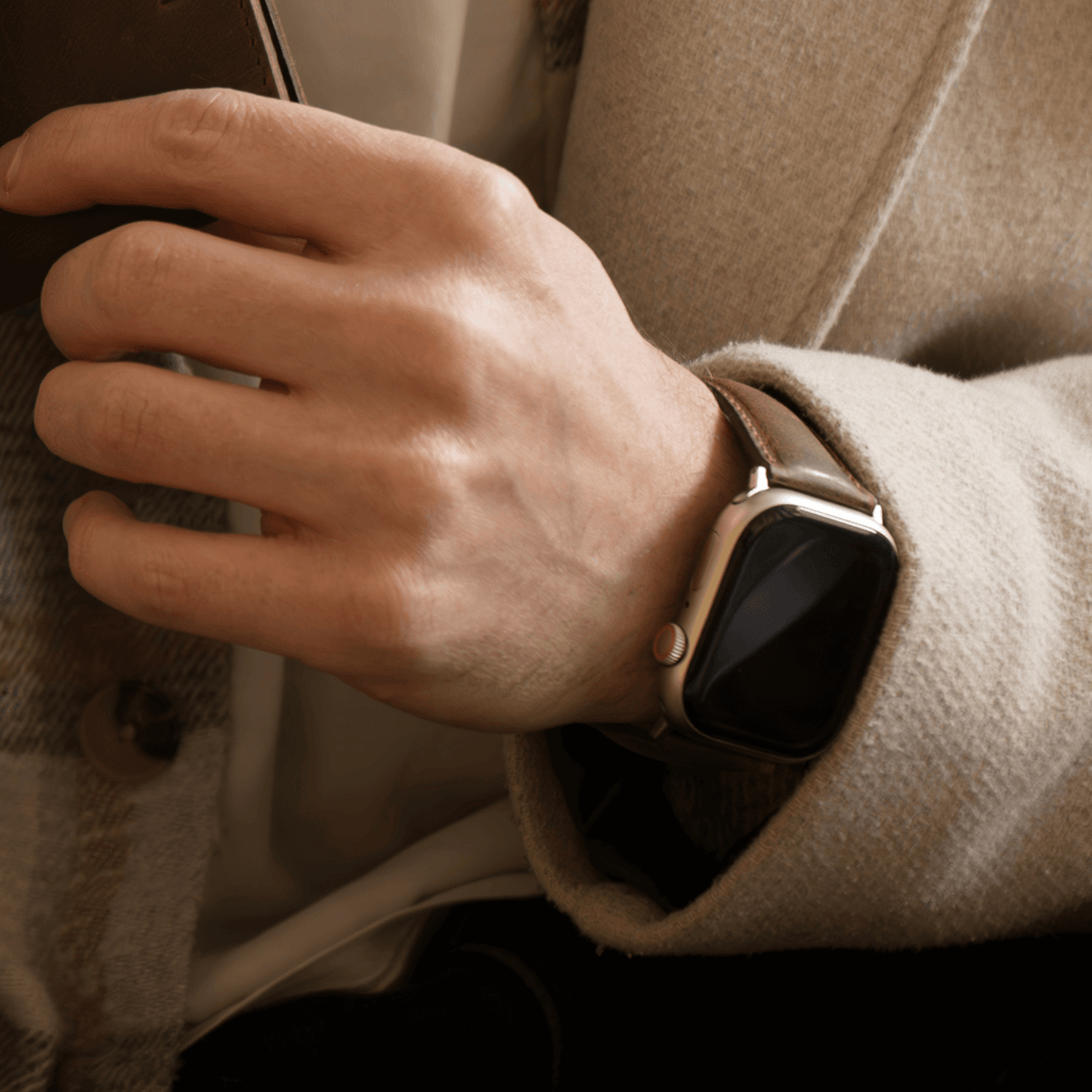 Luxury Double Wrap Vegetal Brown Leather Apple Watch Band - San Diego