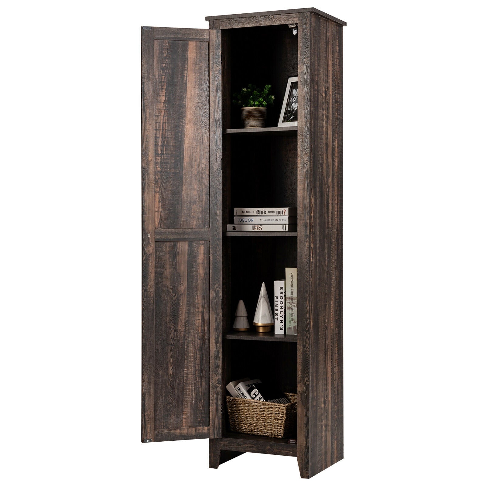 Linen Tower Bathroom Storage Cabinet Tall Slim Side Organizer with Shelf